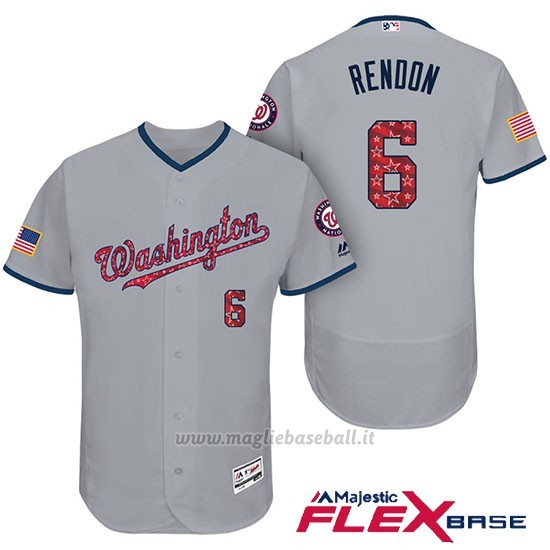 Maglia Baseball Uomo Washington Nationals 2017 Estrellas y Rayas Anthony Rendon Grigio Flex Base